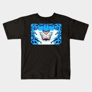 Blue Snow Leopard Face Kids T-Shirt